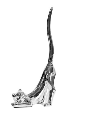 网红潮玩电镀银色翘尾巴猫摆件现代简约客厅电视柜儿童房软装饰品