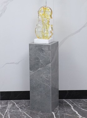 大理石底座落地摆件方形灰色酒店客厅玄关雕塑展示台轻奢装饰品