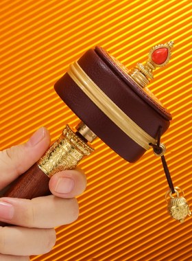 西藏铜手摇转金筒手动转轮家用摆圣大六字绿度母转轮皮革手摇转轮