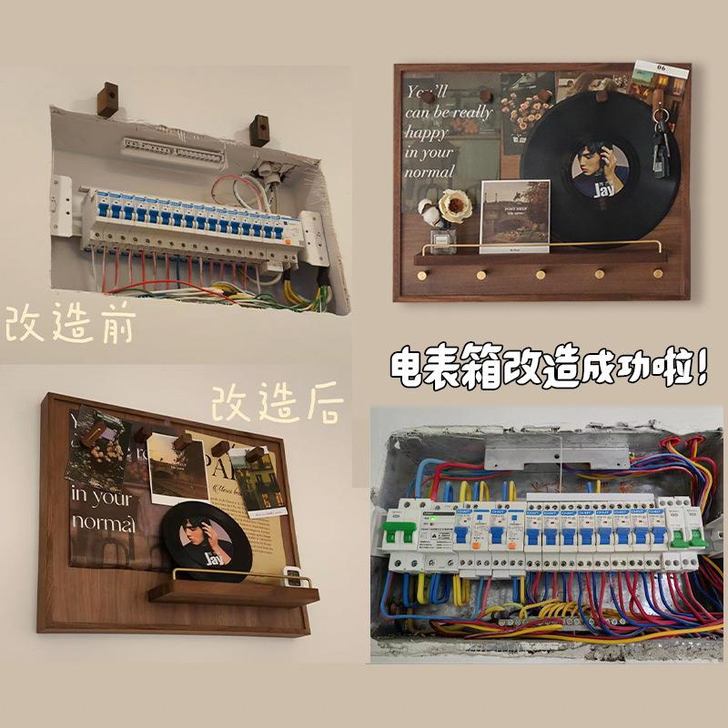 开式架F99J5M5M电表箱装饰画遮挡网红实门木配黑胡桃挂画轻奢感置 - 图2