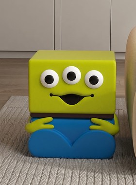 卡通创意玄关换鞋凳客厅沙发凳小凳子三眼仔搬家礼物软装饰品摆件