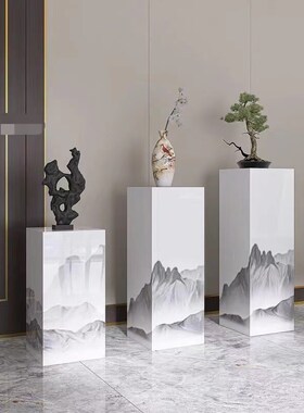 奢石岩板花架摆件底座家居玄关客厅摆件底座酒店会X所展厅展示台