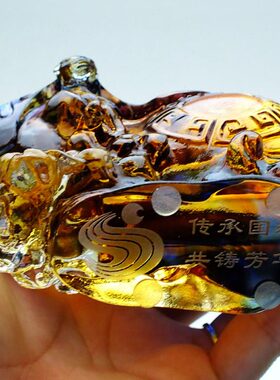 老板电脑办公桌小琉璃葫芦摆件男士高档创意水晶名片座玻璃工艺品