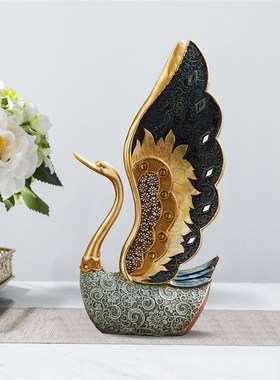 轻奢高档天鹅摆件客厅玄关酒柜电视柜装饰品N家居饰品办公桌面摆