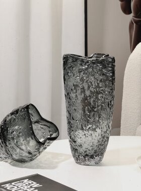 样板间家居装饰品现代轻奢玻璃花瓶摆件花艺插花客厅茶几艺术花器