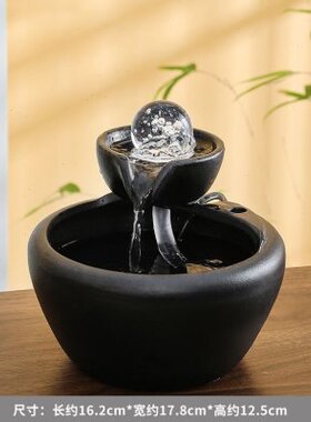 陶瓷水晶球鱼缸自动流水循环器家居桌面玄关招财全套网红青蛙摆件