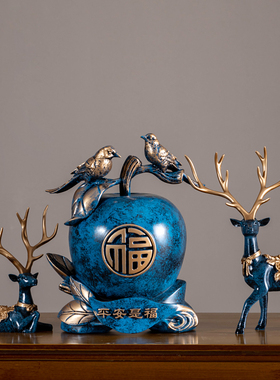 新中式鹿摆件家居客厅酒柜玄关电视柜葫芦装O饰品乔迁新居开业礼
