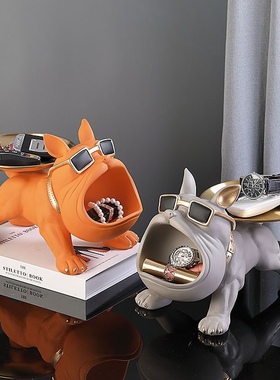 轻奢招财狗入户玄关钥匙收u纳客厅桌面摆设乔迁礼物家居装饰品摆