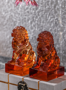 新中式会所样板间软o装搭配套餐客厅玄关饰品摆件花瓶狮子香薰炉