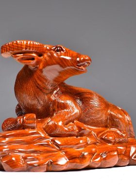 花梨木雕牛摆件实木水牛气冲天家居客厅办公装饰公司店铺开业礼品