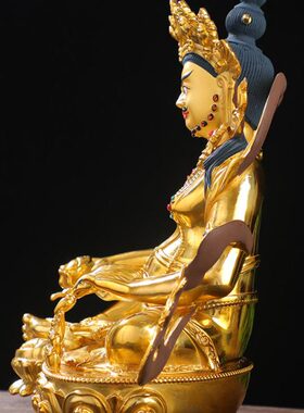 黄财神佛像藏传密宗居家供奉黄铜鎏金财神爷佛像供佛供桌摆件15寸