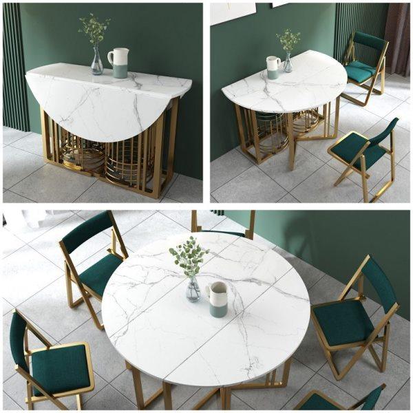 轻奢现代简约可折叠伸缩圆桌餐桌家用电磁炉小户型饭桌不占地方,淘宝优惠券,粉丝福利购,淘宝优惠卷