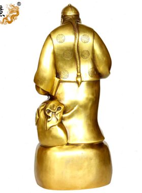 真古意 黄铜钱掌柜摆件 钱老板店铺收银台装饰工艺品开业礼品摆件