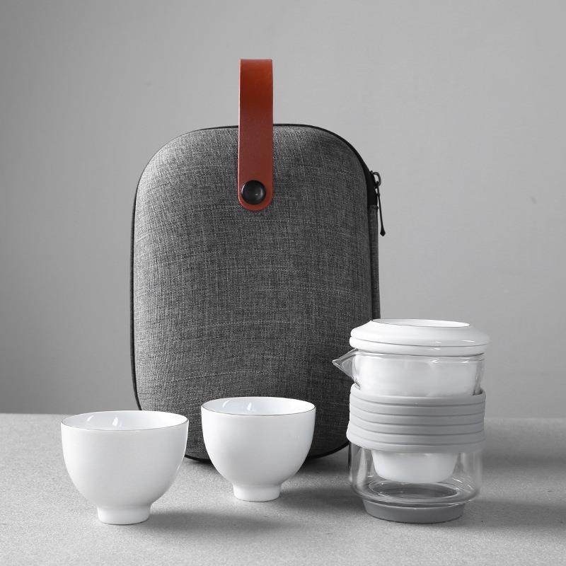 陶瓷快客一壶二杯行茶具套旅装便杯携户外功夫水两杯迷你98554包,淘宝优惠券,粉丝福利购,淘宝优惠卷