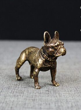 实心纯铜狗摆件沙皮犬小把件狗茶道铜艺铜宠仿古微雕小号