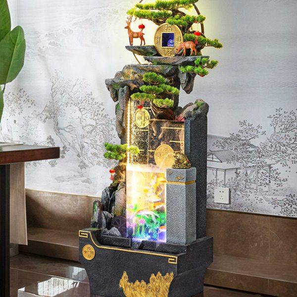假山流水摆件鱼缸客厅办公室招财落地循环水幕墙造景喷泉乔迁礼物,淘宝优惠券,粉丝福利购,淘宝优惠卷