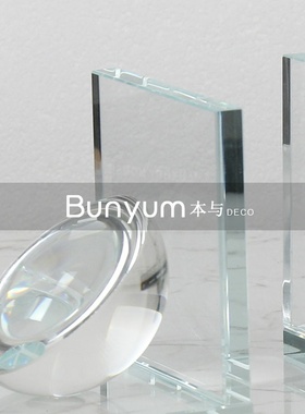 现代家居软装几何水m晶书档摆件样板房间售楼处书房桌面书靠书立