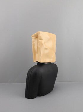 欧式轻奢抽象蒙脸人物p头像树脂摆件客厅卧室玄关样板房家居装饰