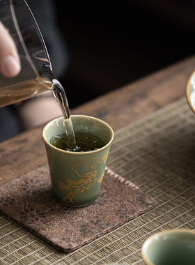 南涵青瓷主人杯高端手绘小茶杯陶瓷功夫茶具日式茶盏品茗杯单杯女