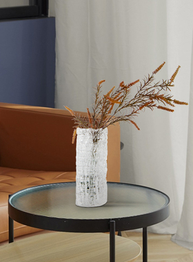 现代简约侘寂中式透m明水晶玻璃花器样板房售楼处轻奢软装饰品摆