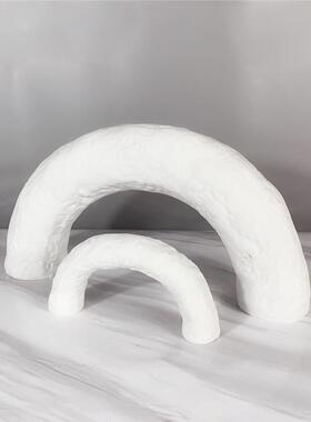 现代简约白色树脂几何创意拱形摆件样板房客厅茶几电视柜软装饰品
