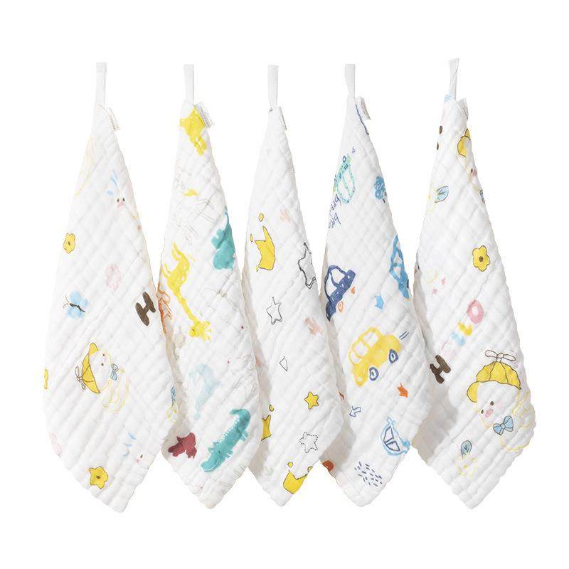 开丽婴儿小方巾新生儿全棉纱布口水巾洗脸毛巾宝宝用品夏季5条装,淘宝优惠券,粉丝福利购,淘宝优惠卷