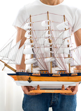 大型实木一帆风顺帆船摆件客厅电视柜酒柜开业老板U办公室大堂摆