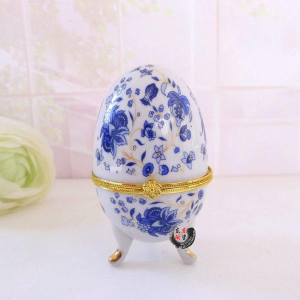 特色 麻豆至爱首饰盒饰品盒 花蛋型首饰盒 蓝色花收纳盒牙签筒,淘宝优惠券,粉丝福利购,淘宝优惠卷