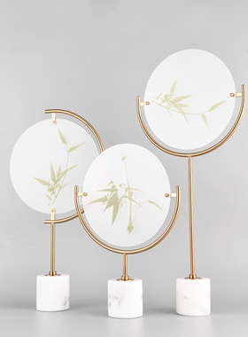 现代新中式风景摆件o铁艺酒店餐厅书房样板间玄关装饰品工艺摆设