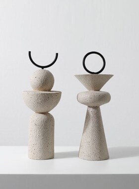 意式装饰创意砂岩摆件树脂轻奢样B板间家居电视柜开放格软装四件