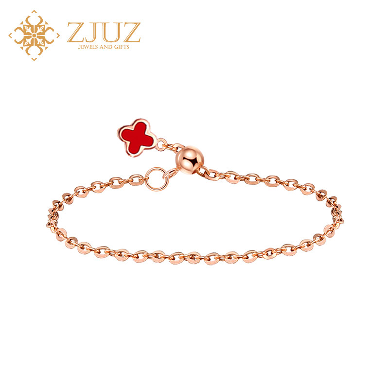 Four-leaf clover adjustable tail ring gift with transfer beads