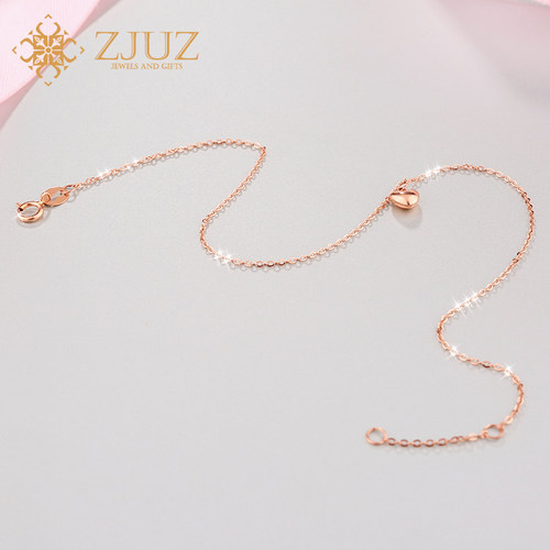 ZJUZ18K金心动黄金脚链AU750正品简约心形脚链时尚520礼物金脚链 - 图2