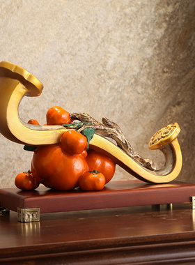 事事如意柿子摆件寓意好的新中式酒柜客厅电视柜装V饰乔迁新居礼