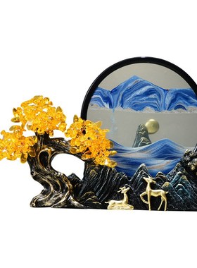 新中式发财树流沙l画沙漏摆件家居饰品客厅玄关电视柜办公室装饰