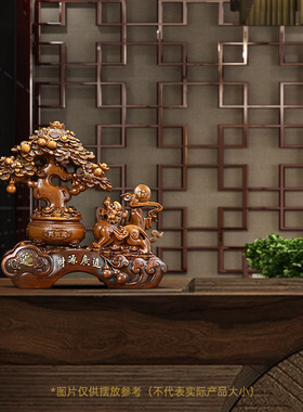 貔貅发财树摆f件中式聚宝盆客厅酒柜收银台装饰品店铺乔迁开业礼