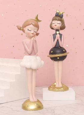 如果 俏皮可爱女孩饰品家居书桌装饰摆设创意礼品树脂工艺摆件
