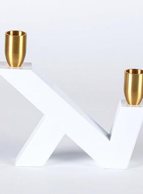 PJE轻奢摆件术桌浪漫烛台客厅金属烛插北欧餐样房板几何艺摆件品