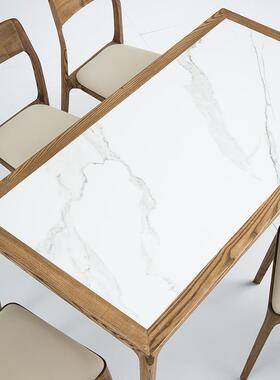 极代新中式全实木白蜡木小户型岩板现简餐台餐桌约桌子L饭桌餐简