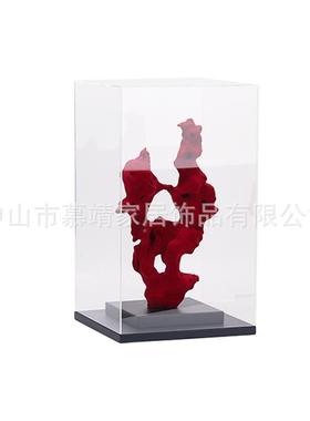 创意新式现代透明罩子红色太湖玄石652.653.中件客厅茶几摆书桌关