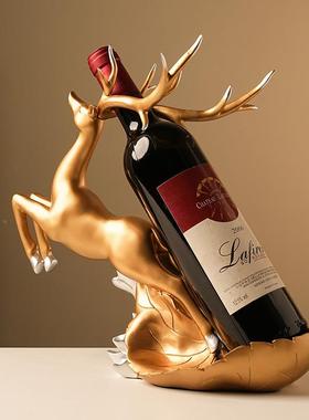 汉美创意麋鹿酒架摆件奢客厅中式家居20230115玄关酒新柜装贝饰轻