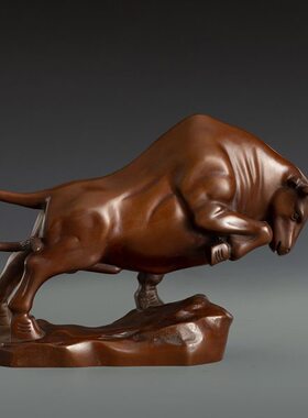 古铜官 紫铜牛摆件 股市牛开拓进取铜工艺品 牛气冲天公司礼品