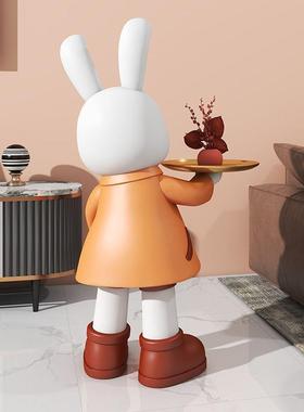 可爱兔子落电地托盘收纳QJ2547摆件客厅视柜地台沙门店发开业乔旁