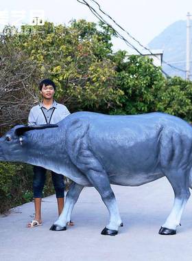 仿水牛摆件耕地真牛雕塑农耕文化装饰户外园林钢景观玻璃动物SN00