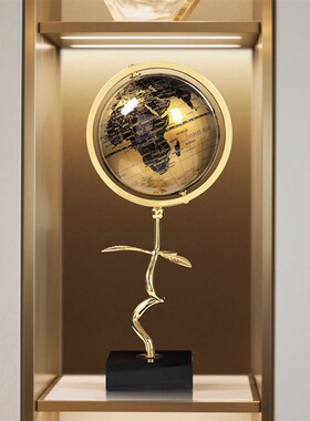 轻奢地球仪铜摆件客厅玄关桌面y装饰品高级感创意乔迁礼物2025新