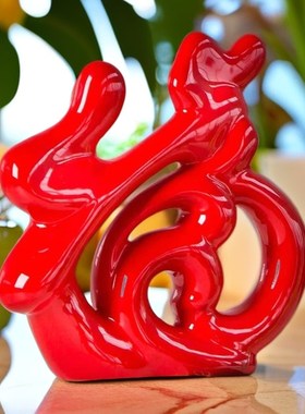 现代家居装饰品摆设陶瓷工艺品福气临H门创意客厅玄关柜电视柜摆