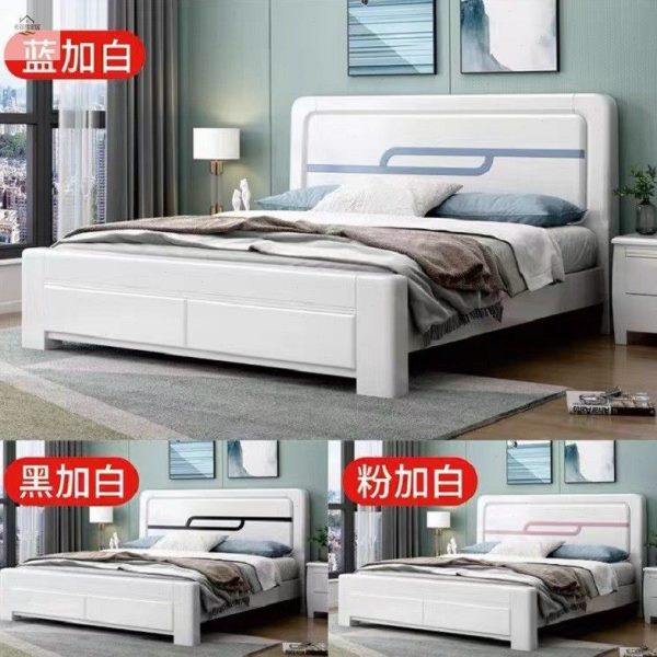 全实木床现代简约1.8米主卧白色烤漆1.5米双人床橡木高箱加厚婚床,淘宝优惠券,粉丝福利购,淘宝优惠卷