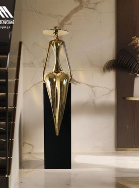 抽象静谧艺术人物坐姿摆件玄关客厅侘寂风意式极简落地.雕塑软装