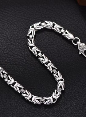 925银时尚平安纹情侣款男士A款个性首饰高级感日韩风手饰七夕