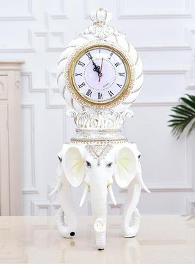 欧式家居客厅办公卧室创意奢华座钟台钟美式家用个性摆件象坐钟表