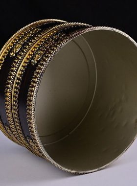 藏式民族风八吉祥糌粑盒新款雕刻古铜色收纳罐用品家用摆件